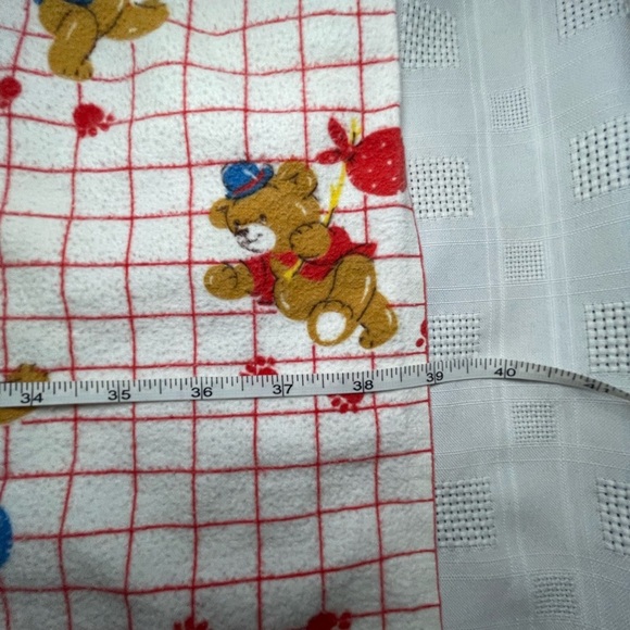 Vintage Dundee Baby Receiving Blanket Teddy Bear Grid Print 39x26 USA Cotton - Picture 3 of 11